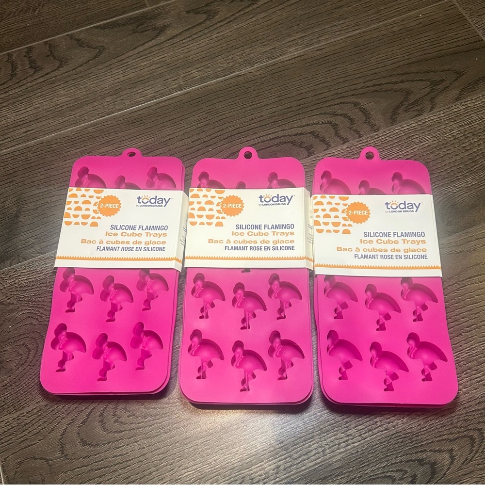 Pink Flamingo Ice Cube Trays 3 sets